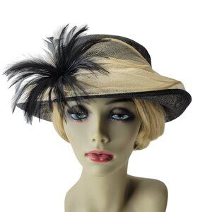 Black and Cream Dress Hat Sinamay Church Hat Adjustable Hat Kentucky Derby Hat